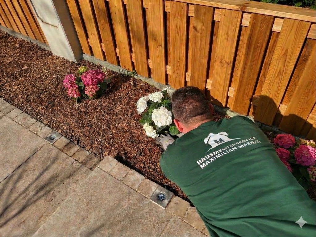 Hausmeisterservice Max bei der Gartenpflege in München West: Hortensien pflanzen und Beetpflege in Pasing.